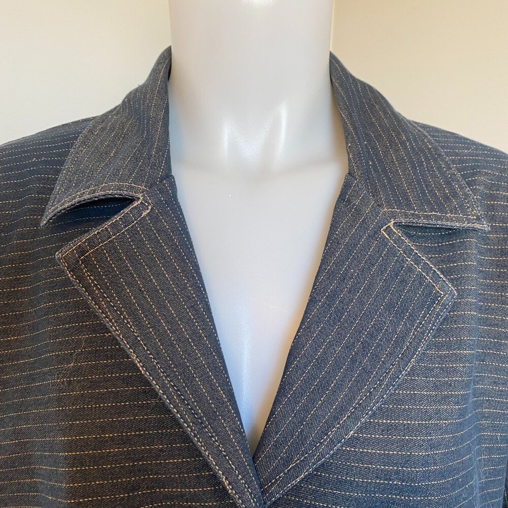 Denim Diva women's XL Pin Stripe Long Denim Jacket